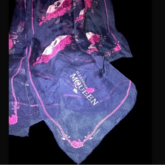Alexander McQueen Skull Flower Silk Scarf